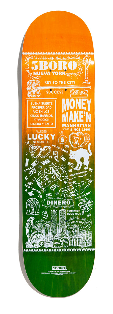 5Boro Lucky Candle Series Manhattan Model 8" Wide Orange & Green dip dyed veneer