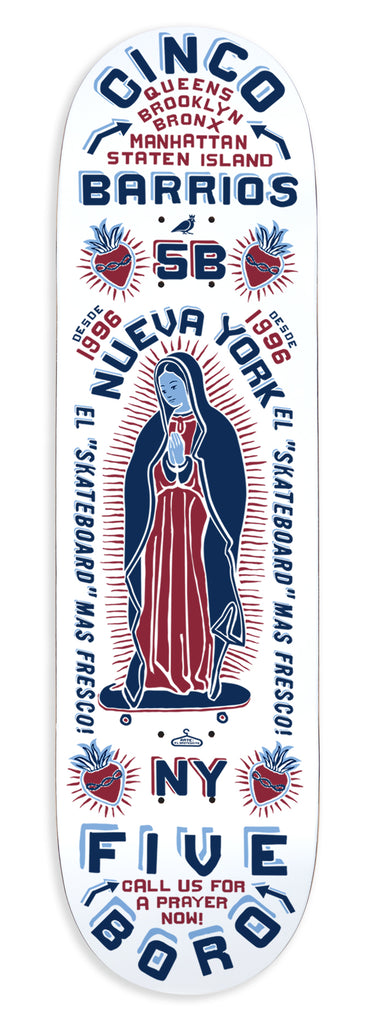 5Boro Cinco Barrios Model in White Blue Red Colorway size 8" Wide & 8.5" Wide