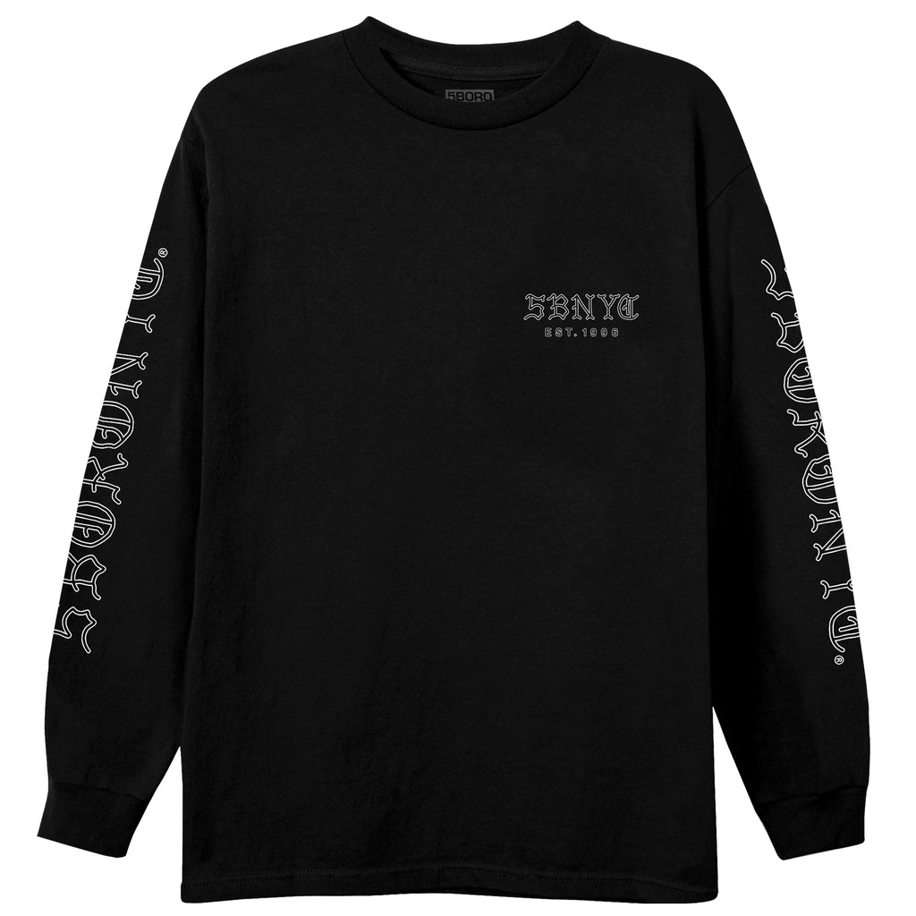 5B Withered Rose Longsleeve Tee  Black & White