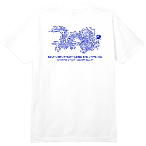 5BORO NYC 5Ball Dragon Tee White & Blue