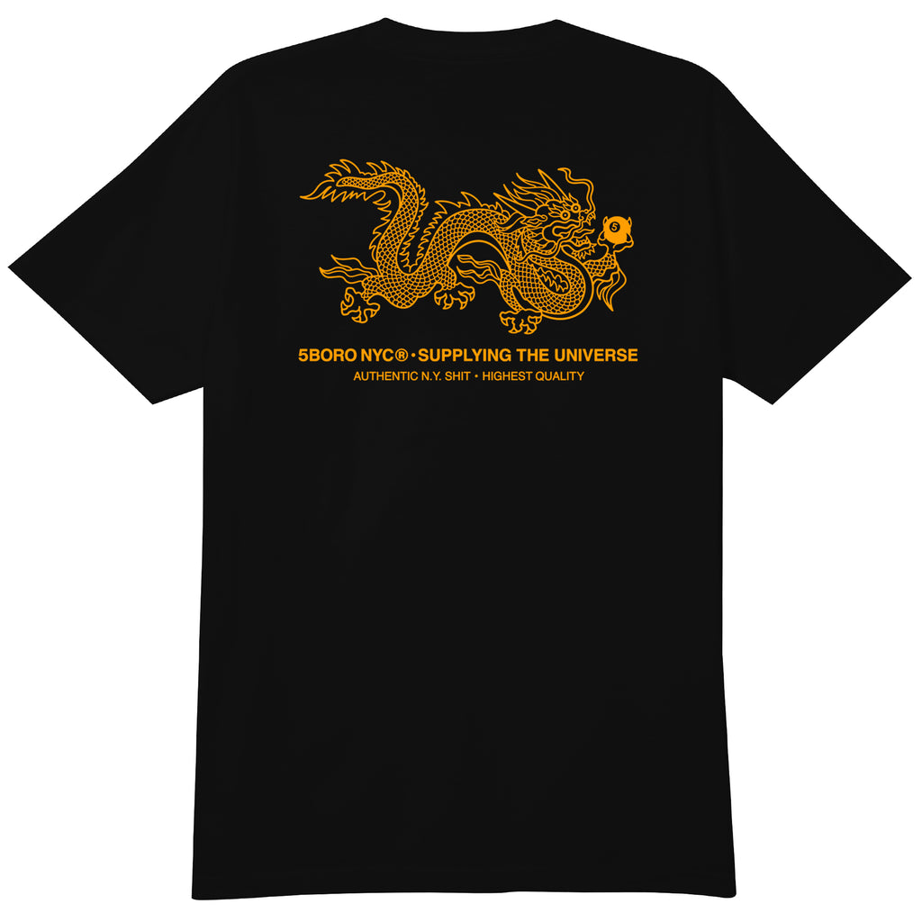 5BORO NYC 5Ball Dragon Tee  Black & Gold