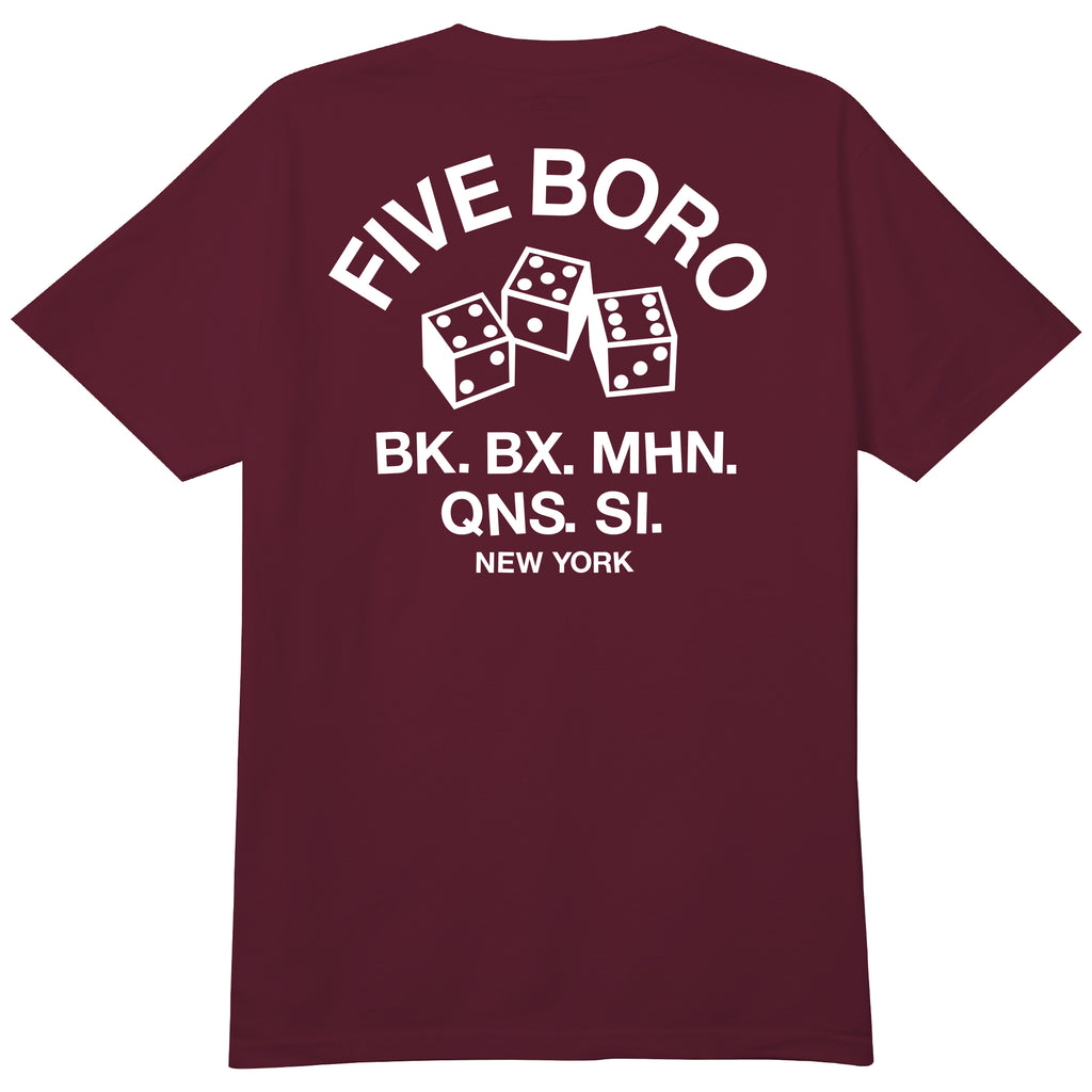 5B 4-5-6 Dice Burgundy & White Tee